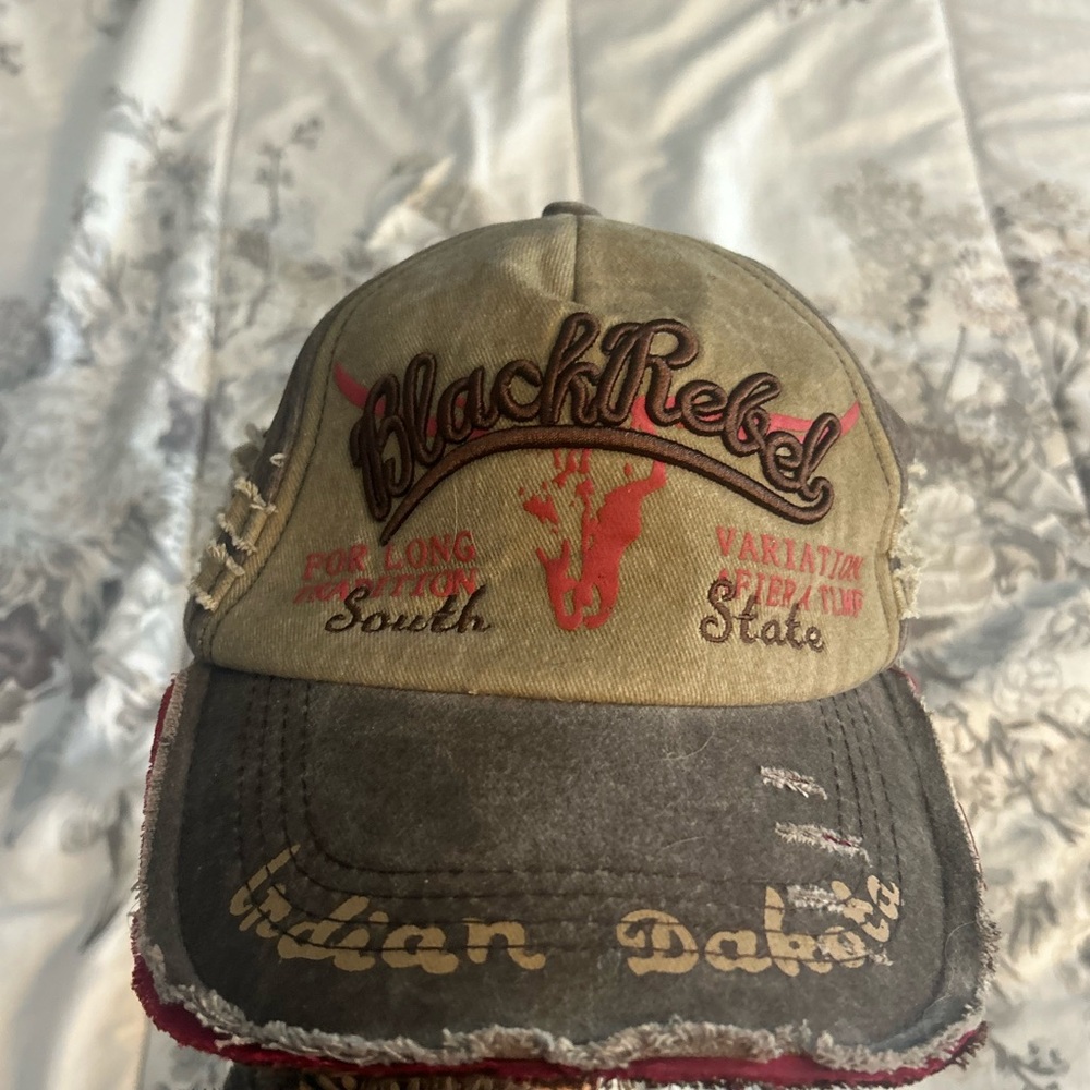 Black Rebel Distressed Cap